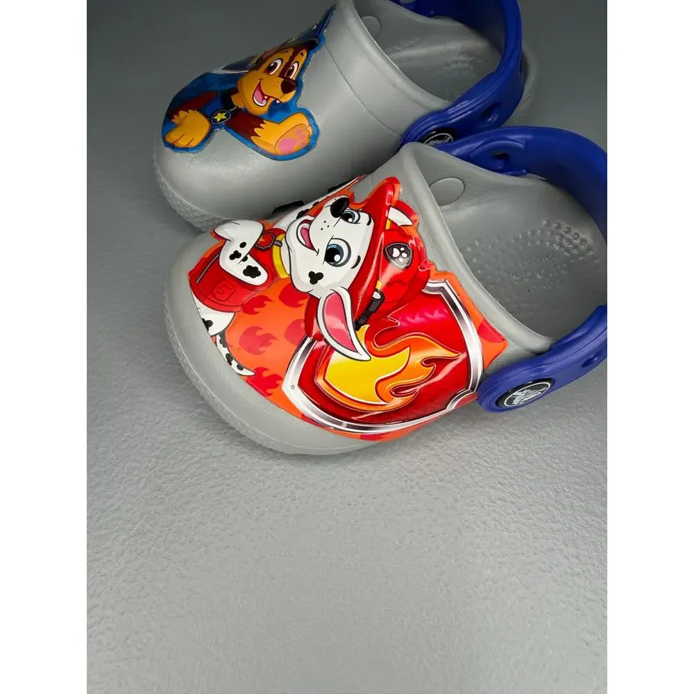 Crocs Paw Patrol Chase Marshall Gray EUC Toddler size C5 Casual Easy Slip On